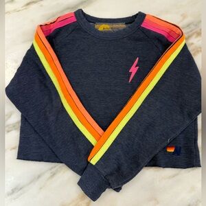 Aviator Nation Dark Gray Sweatshirt with Neon Stripes